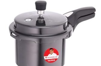 Wonderchef Taurus Hard Anodized Outer Lid Pressure cooker, 3 liter, Cool Touch Handles for Durability, Induction Friendly, Black, 5 year warranty, ISI Certified
