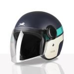 TVS Silk Route Helmet for Men & Women | Vintage Open Face Helmet with Clear Visor | ISI & DOT Certified | ABS Shell | EPS Liner | Retro Stylish for City & Highway Riding (Navy/M)