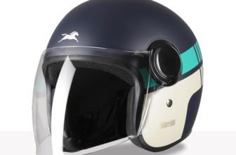 TVS Silk Route Helmet for Men & Women | Vintage Open Face Helmet with Clear Visor | ISI & DOT Certified | ABS Shell | EPS Liner | Retro Stylish for City & Highway Riding (Navy/M)