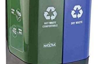 Nayasa 2-in-1 Pedal Dustbin – 19 L (9.5 L Each) | Dual Compartment Wet & Dry Waste Bin with Detachable Inner Bins | Hygienic Plastic Pedal Bin | Green & Blue