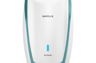 Havells Instanio 3L Instant Water Heater(Geyser)| Temp. Sensing LED Indicator| Rust & Shock Proof Body| ISI Marked|Warranty: 5 year on Inner Tank| High Rise Compatible (White Blue)
