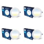 PHILIPS 15W 3in1 AstraGlow Round LED Panel Light | Slim Surface Panel with High Brightness & Energy Efficiency | Durable Polycarbonate Body – White Finish | Pack of 4