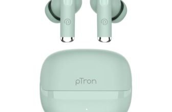 pTron Bassbuds Encore in-Ear TWS Ear Buds w/ 50 Hrs Playtime, Custom EQ, Mobile App, 13mm Drivers, Pristine Sound, BTv6.0 Headphones, Touch Control, Voice Assistant, Type C Charging & IPX4(Meadow)