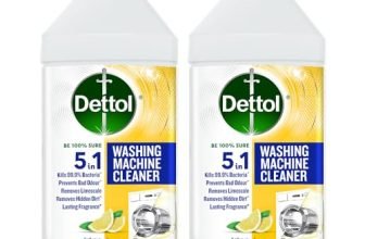 Dettol 5 in 1 Washing Machine Cleaner & Descaling Liquid for top load and front load| Lemon 250ml | Removes Limescale, Dirt and Bad odour | Kills 99.9%* Bacteria | Pack of 2