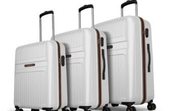 Aristocrat Atlas Set of 3 (Cabin+Medium+Large) Hard Case Trolley Bags, White