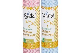 Amazon Brand – Presto! Non-Woven Kitchen Towel Roll | 50 Pulls (Pack of 2) | Size: 30 x 25 cm | (multicolor) | Washable and Reusable | Highly Absorbent | For Daily Use