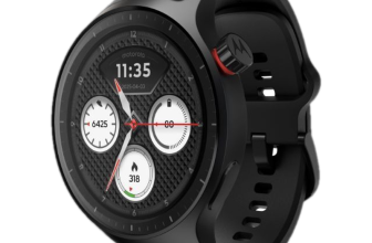 MOTOROLA Moto Watch 1.4″ OLED, AOD, Dual band GPS, Powered by Polar, Android only Smartwatch(Pantone Volcanic Ash Band Strap, Free Size)