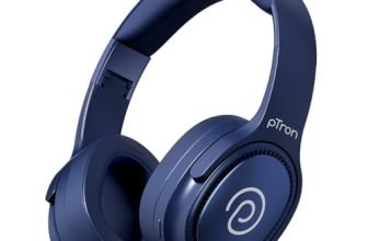 pTron Studio Pro w/ 65Hrs Playtime, Wireless Over Ear Headphones with HD Mic, Dual Device Pairing, TruTalk AI-ENC Calls, Low-Latency Game & Music, 40mm Drivers, BT5.4, Type-C Fast Charging (Navy Blue)