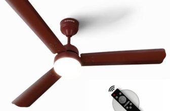 LONGWAY Luminair 1200 mm BLDC Ceiling Fan with Remote Control & LED Light | BEE 5 Star Rated Energy Efficient | Ultra High Speed 3 Blade Anti-Dust Decorative Ceiling Fan (Brown, Pack of 1)