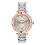 Daniel Klein Analog Silver Round Dial Silver Metal Strap Stone-Studded Water-Resistant Wrist Watch for Women Girls, Ladies DK11138-8