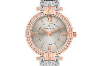 Daniel Klein Analog Silver Round Dial Silver Metal Strap Stone-Studded Water-Resistant Wrist Watch for Women Girls, Ladies DK11138-8