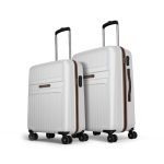 Aristocrat Atlas Set of 2 (Cabin+Medium) Hard Case Trolley Bags, White