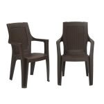 Nilkamal Mystique Plastic Chair with Armrest | Set of 2 | 3 Year Warranty | Heavy Duty Chair for Home, Living Room, Dining Room, Bedroom & Office | Stackable Polypropylene |Outdoor & Garden Use | SRB
