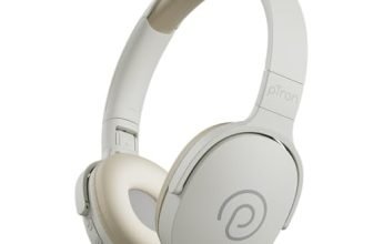 pTron Studio w/ 60Hrs Playtime, Wireless Over-Ear Headphones with HD Mic, Dual-Device Pairing, Immersive Sound, 40mm Drivers, BT5.4, 3.5mm Aux Port, TF Card Slot & Type-C Fast Charging (Beige)