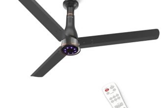 Polycab Wizzy Prime 1200mm BLDC Ceiling Fan with remote |BEE 5 Star Rated, Higher Air Delivery|LED Indicator,Reverse,Boost,Sleep and Breeze Mode |3 Years Warranty,Free Installation 【Matt Black】