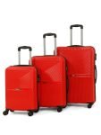 Teakwood Set of 3 8 Wheels Trolley Bag, Hard Cabin with Zipper Closure, Adjustable Push Button & Cross Side Strap, Number Lock System 360 Degree (Set of 3, Red)