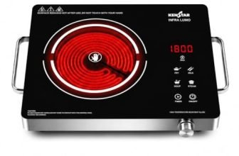 Kenstar Infra LUMO 2000W Infrared Stove with 11 Power Levels, 4 Preset Modes, Toughened Glass Top and Timer Function Silver Black