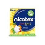 Cipla Nicotex Nicotine Sugar Free Fruit Burst Gums 2mg | Helps to Quit Smoking | WHO – Approved Therapy | 9 Gums each pack | Pack of 10