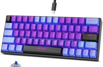 Archer Tech Lab Wired Mechanical Gaming Keyboard| 60% Compact, 63 Keys+ 26 Anti-Ghosting, Blue Switches Tactile Feedback, 17 RGB Effects, 50 Million Clicks for Laptop Mac PS4 PS5 Xbox (Astra M400)
