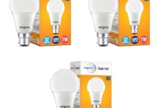 wipro 7W B22 LED Cool Day Light Bulb, Pack of 3, (Garnet)