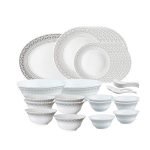Larah by Borosil Classic Opalware Dinner Set, 33-Pieces, White