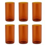 Borosil 350ml Set of 6 pcs Amber Vision Transparent Glass | Cold Drink Tumbler, Beer Glass, Juice Glass | Flame Proof Glasses | Microwave & Dishwasher Safe | Glass Drinking Tumbler