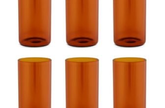Borosil 350ml Set of 6 pcs Amber Vision Transparent Glass | Cold Drink Tumbler, Beer Glass, Juice Glass | Flame Proof Glasses | Microwave & Dishwasher Safe | Glass Drinking Tumbler