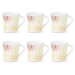 Larah by BOROSIL Crysta Series Zoya Opalware Mug | Set of 6 Tea/Coffee Mugs, 160 ml Each | Microwave & Dishwasher Safe, Bone-Ash Free | Crockery Set Ideal for Daily Use & Gifting | White