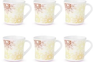 Larah by BOROSIL Crysta Series Zoya Opalware Mug | Set of 6 Tea/Coffee Mugs, 160 ml Each | Microwave & Dishwasher Safe, Bone-Ash Free | Crockery Set Ideal for Daily Use & Gifting | White