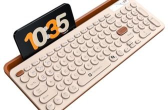 Portronics Bubble 3.0 Wireless Keyboard with Bluetooth + 2.4 GHz USB Receiver, Rechargeable Battery, Dual Height Adjustment, Multimedia Hotkeys with Numpad, for Laptop, PC, Smartphone, Tablet(Beige)