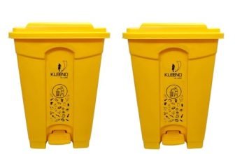 Cello Strong Plastic Step-On Pedal Garbage Dustbin 60 Ltr, (YELLOW/YELLOW) Combo
