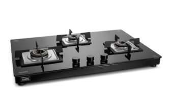 Glen Ultra Slim Premium LPG Gas Stove 3 Burner | 8 MM Thick Toughened Glass Top | 1 Jumbo Forged Brass Burner | Manual Ignition | 2 years standard and 5 years glass Warranty | 1037USTN