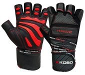 Kobo WTG-13 Professional Leather Gym Gloves for Fitness/Functional Training Hand Protector (Small)