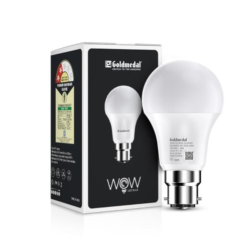Goldmedal WOW 9W B22 Base LED Bulb For Home & Office | 230 Degree Light Coverage | 4kV Surge Protection | High Voltage Protection | Energy Efficient | Cool Daylight (6500K)