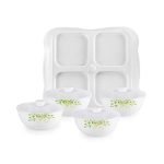 Cello Dazzle Series Opalware Green Orchard Dry Fruit Set of 9, White