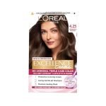 L’Oreal Paris Permanent Hair Colour, Radiant At-Home Hair Colour with up to 100% Grey Coverage, Pro-Keratin, Up to 8 Weeks of Colour, Excellence Crème, 4.25 Aishwarya’S Brown, 72ml+100g
