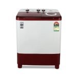 Midea 7.5kg Semi Automatic Top Load Washing Machine, Collar Scrubber, Dual Wave Pulsator, 1350 RPM High-Speed Spin, Air Dry Spin Lid, Top Load Washer (MWMSA075PDX (MW), Maroon-White)