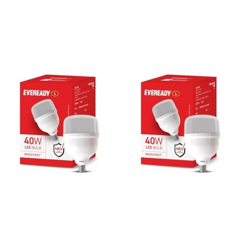 EVEREADY 40W LED Hammer Bulb, 100Lm/W, B22 Base, Cool Day Light, Pack of 2