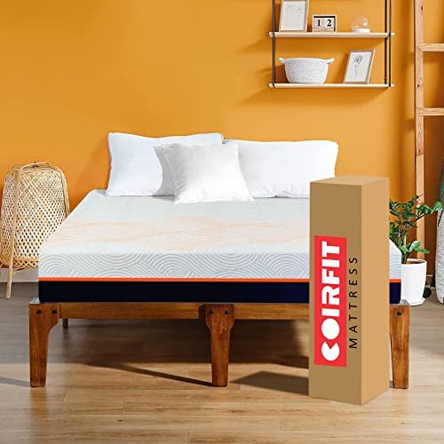 Coirfit Naturale 100% Natural Pincore Latex Eco Friendly 7-Zone Sleeping System 8 Inch King Size Mattress with All Organic Outer Fabric Medium Firm with 2 Free Pillows (72″x72″x8″) Roll Pack