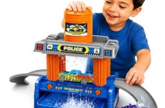 FUNBIZZ Color Changing Car Wash Playset with Water Tank, Automatic Car Wash Station, Track Toy with 1 Color Change Die-Cast Car, DIY Parking Garage Playset for Kids Age 3+