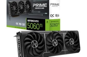 ASUS Prime GeForce RTX 5060 Ti 8GB GDDR7 OC Edition Gaming Graphics Card (Nvidia GeForce RTX5060Ti DLSS 4, 2.5-Slot Design, PCIe 5.0, 3X DisplayPort 2.1b, 1x HDMI 2.1b, PRIME-RTX5060TI-O8G)