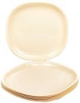 Signoraware BPA Free Plastic Square Full Plate | Microwave Safe | Crack Resistant | Ideal for Family Gatherings & Outdoor Activities | Best for Lunch, Breakfast & Dinner use (Set of 6 | OffWhite)