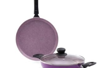 Wonderchef Valencia Plus Non-Stick Cookware 3 Piece Set | Kadhai, Glass Lid, Dosa Tawa | Cool Touch Bakelite Handles | Pure Grade Aluminium| PFOA Free| 1 Year Warranty | Purple