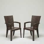 Nilkamal Plastic Chair for Living room with Arm |Set of 2 | 3 Year Warranty | For Home, Living Room, Outdoor | Weather Brown Colour | CHR2225