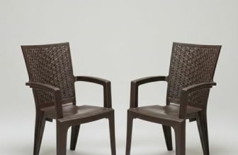 Nilkamal Plastic Chair for Living room with Arm |Set of 2 | 3 Year Warranty | For Home, Living Room, Outdoor | Weather Brown Colour | CHR2225