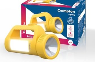 Crompton Rakshak Ultra 4W LED Torch Light | Dual Mode Torch & Lantern | Rechargeable Li-Ion Battery | USB-C Fast Charging | Upto 11 Hours Backup | Compact Emergency Torch | 1 Year Warranty