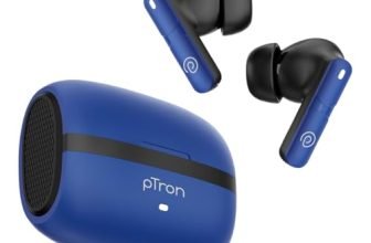 pTron Bassbuds Blaze in-Ear TWS Earbuds w/ 13mm Drivers, 50Hrs Playtime, AI-ENC Clear Calls, Bluetooth V5.4 Wireless Headphones, Touch Control, Voice Assistant, Type C Charging & IPX5 (Berry)