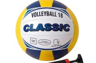 M.S ENTERPRISES Classic Volleyball Size 4 Standard with Pump Rubber, Moulded Design Practice Match Play Outdoor Indoor, Court Beach Training Use All Ages Sports Equipment