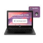 Acer Chromebook, MediaTek Kompanio 540 Octa-Core Processor, 4GB RAM, 64GB eMMC, Full HD, 11.6″/27.94cm Display, Chrome OS, Black, 1.2 KG, C725, Arm Mali G57 Graphics, WiFi 6E Laptop