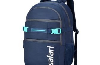 Safari Surge 30L Laptop Backpack Bag for Men & Women, School Bag for Boys & Girls, Ideal for Office/School/College, 2 Compartment Backpack with Rain Cover, Bottle Holder, & Organizer, Color Blue